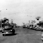 B&W photo of "The Strip" in Jasper Place, early '60s.