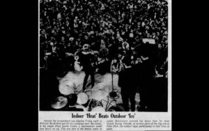 B&W photo of teen dance at Jasper Place Sports Centre during Muk-Luk Mardi Gras, 1966