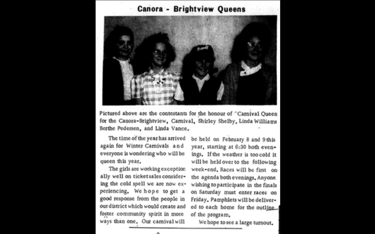 Article about 3 girls in Canora-Brightview, contestants for Carnival Queen, 1963