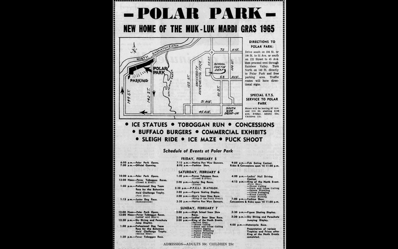 Program for Muk-Luk Mardi Gras, 1965 at Polar Park