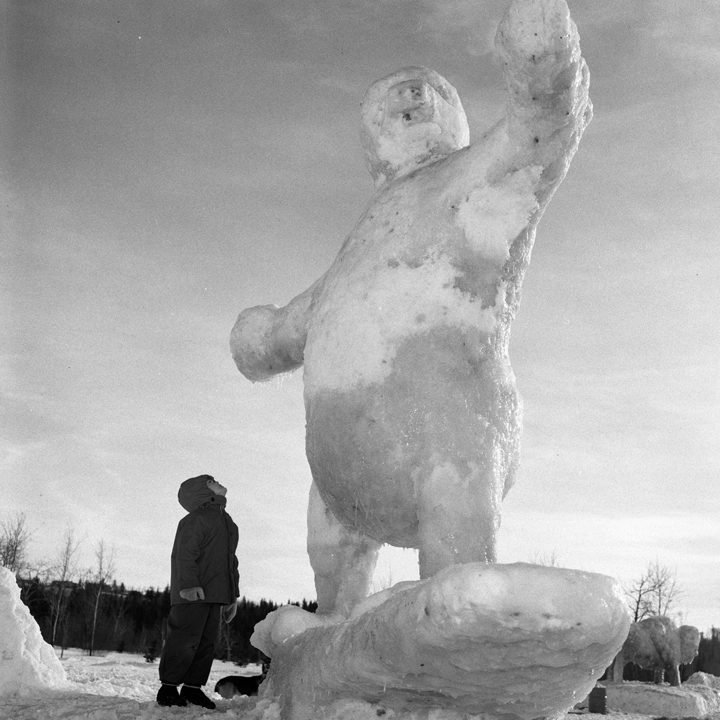 Ice sculpture of a polar bear in Laurier Park, February 1964.
Courtesy of the Provincial Archives of Alberta, PA1330.1