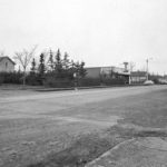B&W photo of Stony Plain Road at 153rd St. Jasper Place Department Store and Star Radio visible.