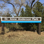 Sign for the Dr. Anne Anderson Park situated at 10515 162nd Street in Britannia-Youngstown.