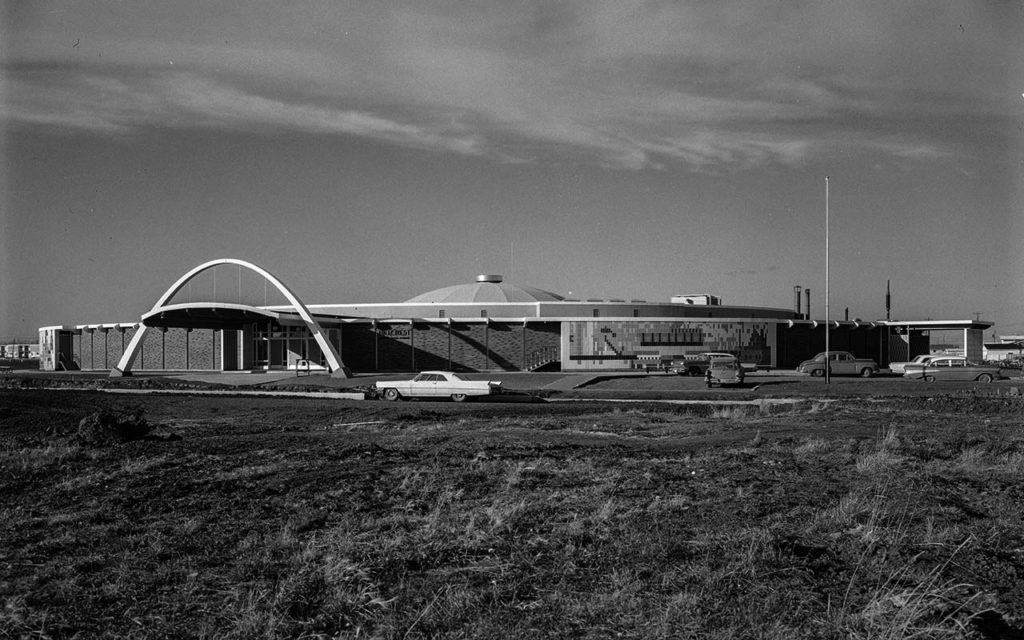 b&w photo of Hillcrest Junior High School in Elmwood in 1963.