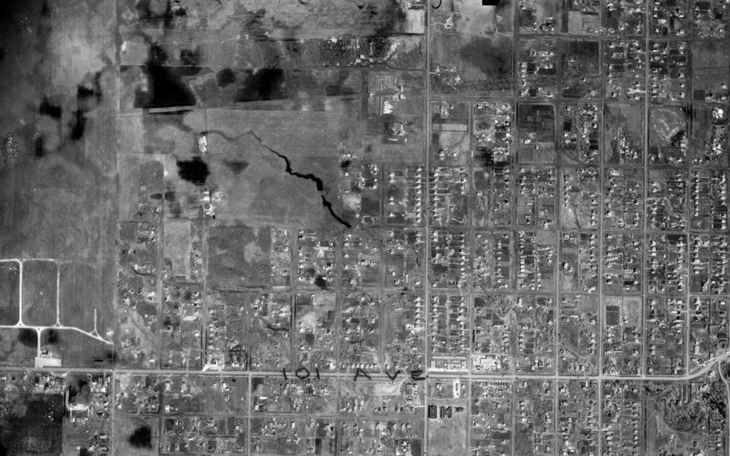 Aerial photo from 1948, from 149th Street to west of 156th, showing how little development there was at the time.