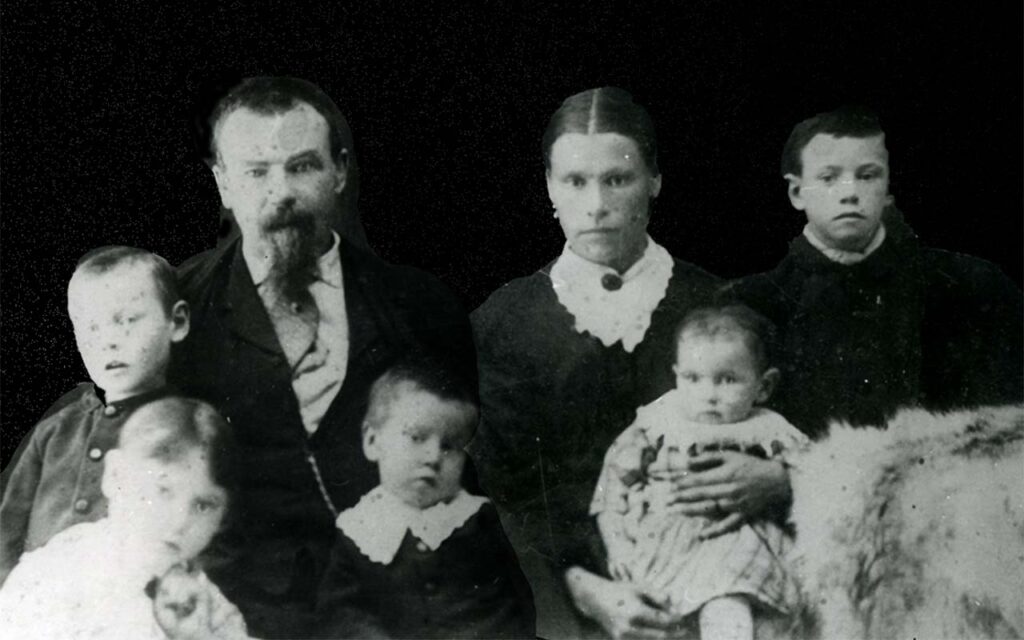 James and Mary Isabelle Gibbons and five children, ca. 1886.